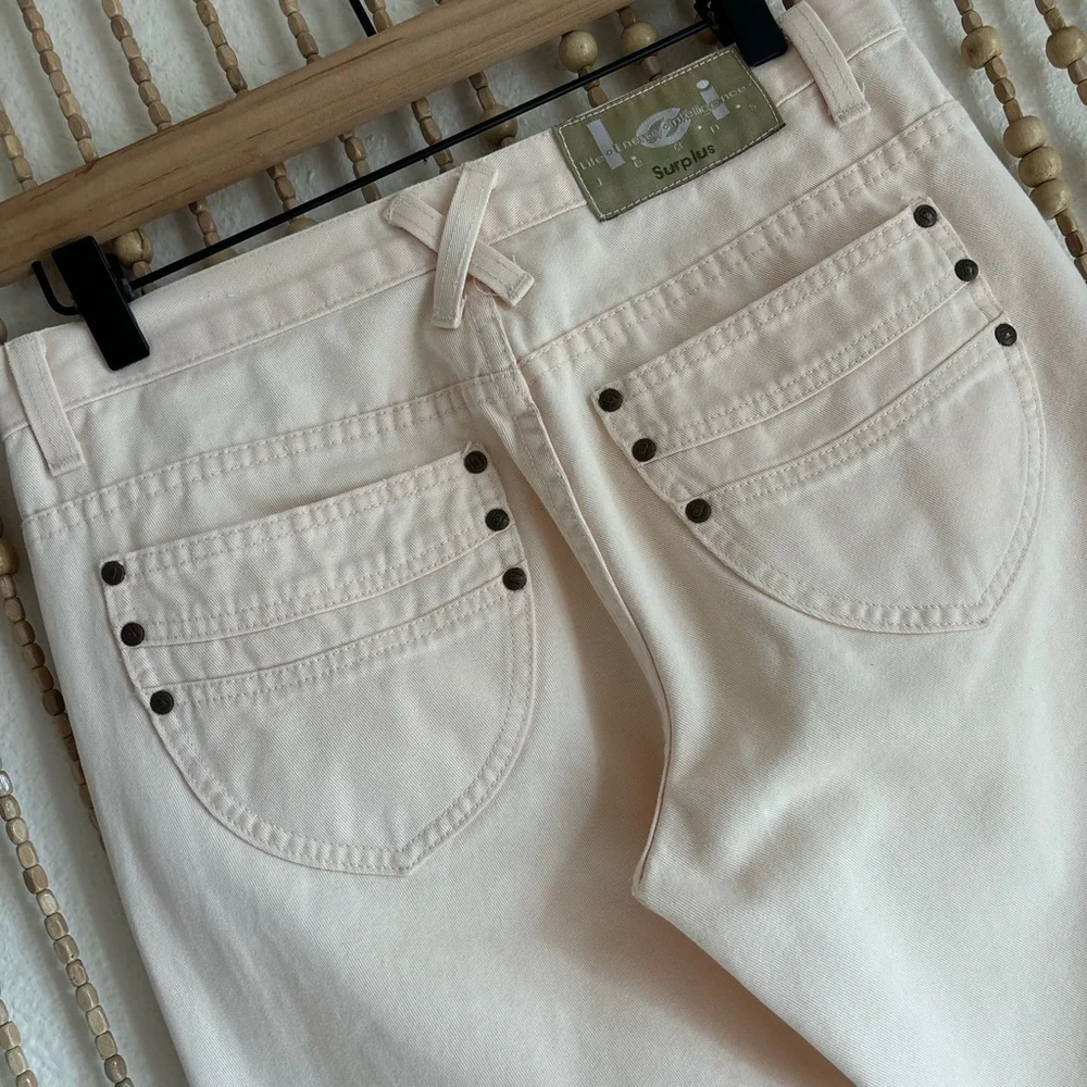 Vintage LEI Y2K 2000s Light Tan Low Rise Bootcut  Boho Made in USA Denim Jeans